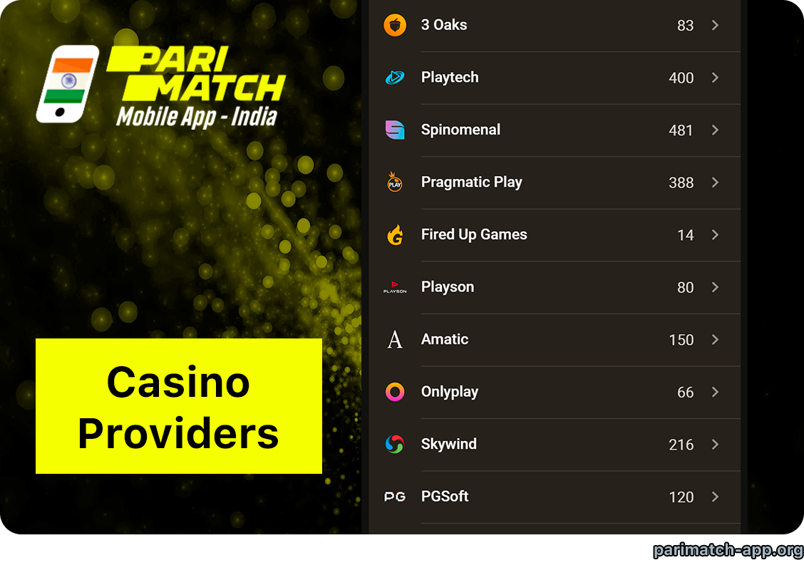 Parimatch App Casino Software Providers