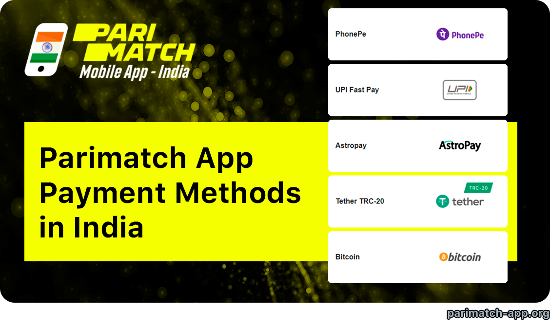 Payment Methods of Parimatch App India