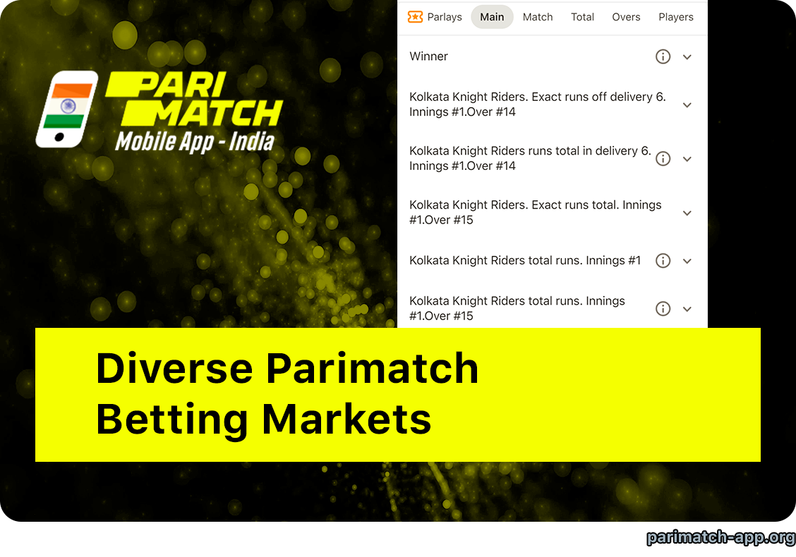 Examples of Betting Markets at Parimatch India App