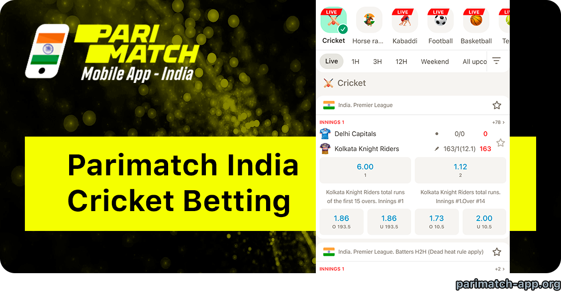 Cricket is major sport for betting in Parimatch India Application